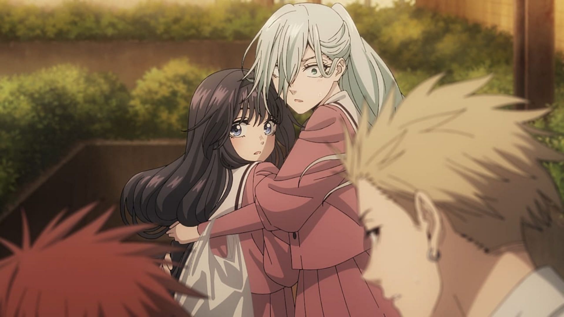 Subaru shields Kaoruko (Image via CloverWorks)
